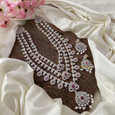 Vriksham Bridal 3 Layer American Diamond Neckpiece-Green-Pearl-G16876